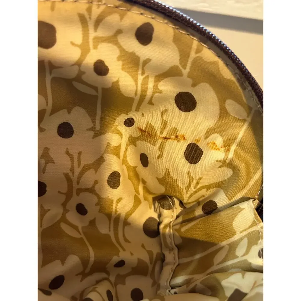 Fossil SL2010 Patchwork Floral Canvas Cosmetic Makeup Bag Zip Pouch Boho Retro
